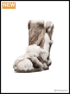 Warm Plush Furry Winter Boots Non-Slip EVA Sole Sheepskin Footbed Knee High